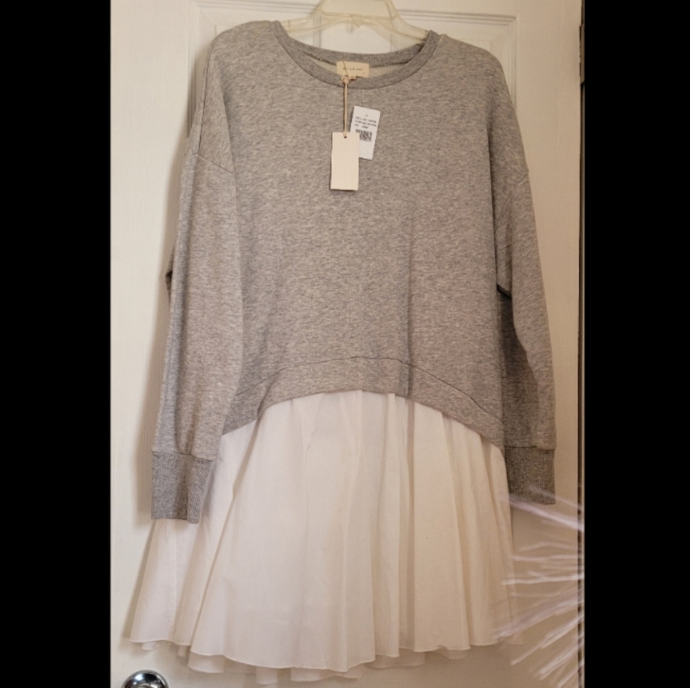 Gray and white shirt dress